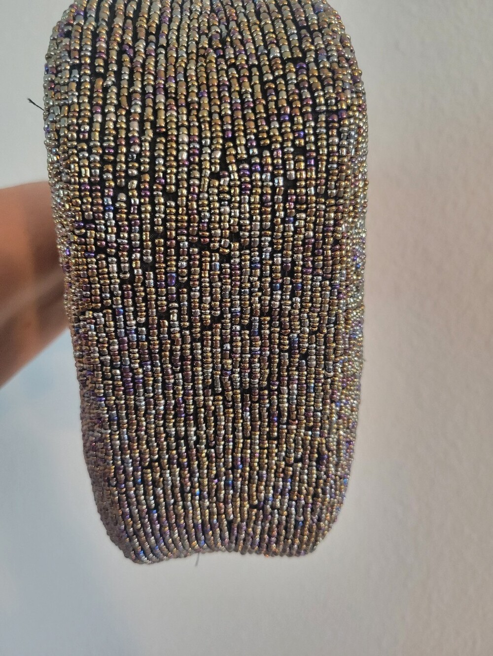 Vintage Small,Glass Beads Floral Evening Bag in Iridescent Color . - Picture 10 of 12